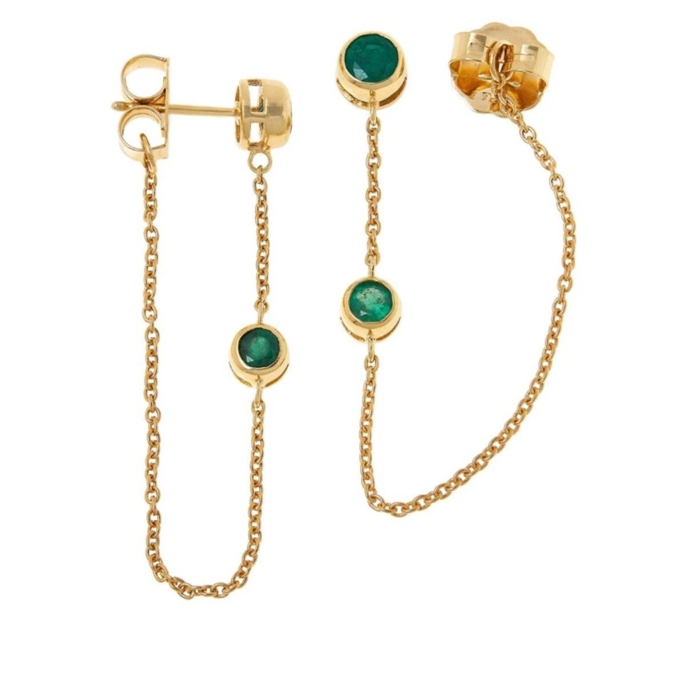 Carol Brodie Rarities Gold and Green Drop Earrings emerald